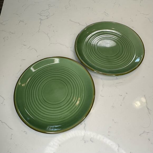 Jaclyn Smith Today Series Green Pattern Salad Plates Set of 2 - Picture 3 of 9